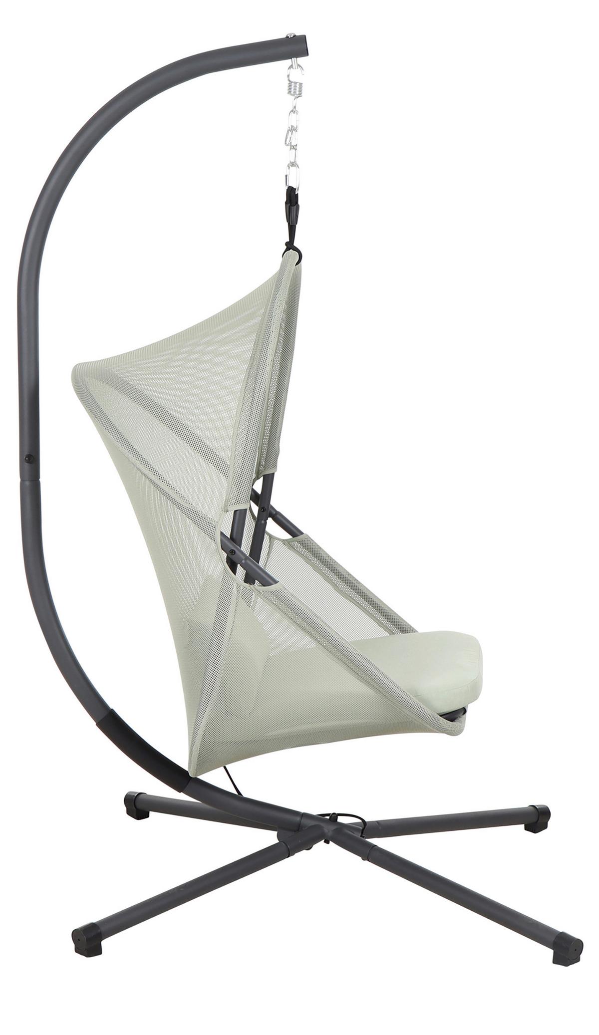 Hängesessel Mit Gestell Mit Sitz- Und Rückenkissen - Anthrazit/Grün, KONVENTIONELL, Kunststoff/Textil (123/192/102cm) - Siena Garden