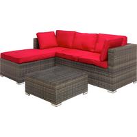 Lounge Garnitúra Leona - barna/piros, Modern, műanyag/üveg (146/199cm) - Luca Bessoni