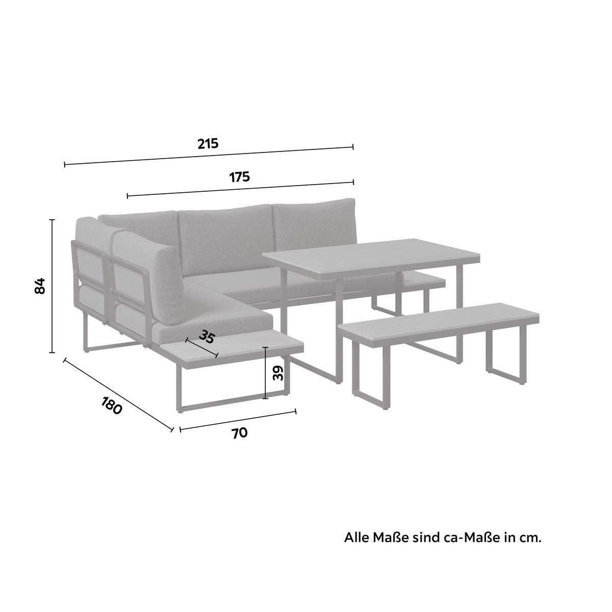 TERASOVÁ SEDACIA SÚPRAVA HOTTIE - BASED- - prírodná farba/tmavosivá, Modern, kov/textil (115/40/,5cm) - Based