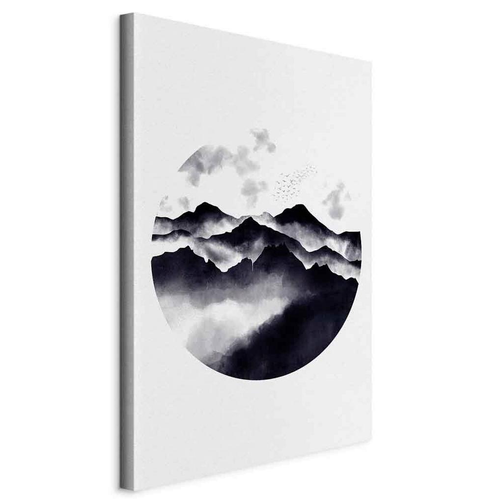 Leinwandbild Mountain Schwarz Grauweiß B: 40 cm