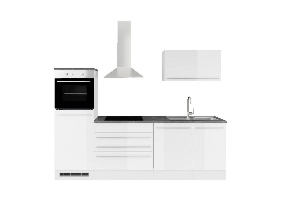 Küchenzeile Jazz 6 mit Geräten 260 cm Weiß - Anthrazit/Weiß, LIFESTYLE, Holzwerkstoff (260cm) - P & B
