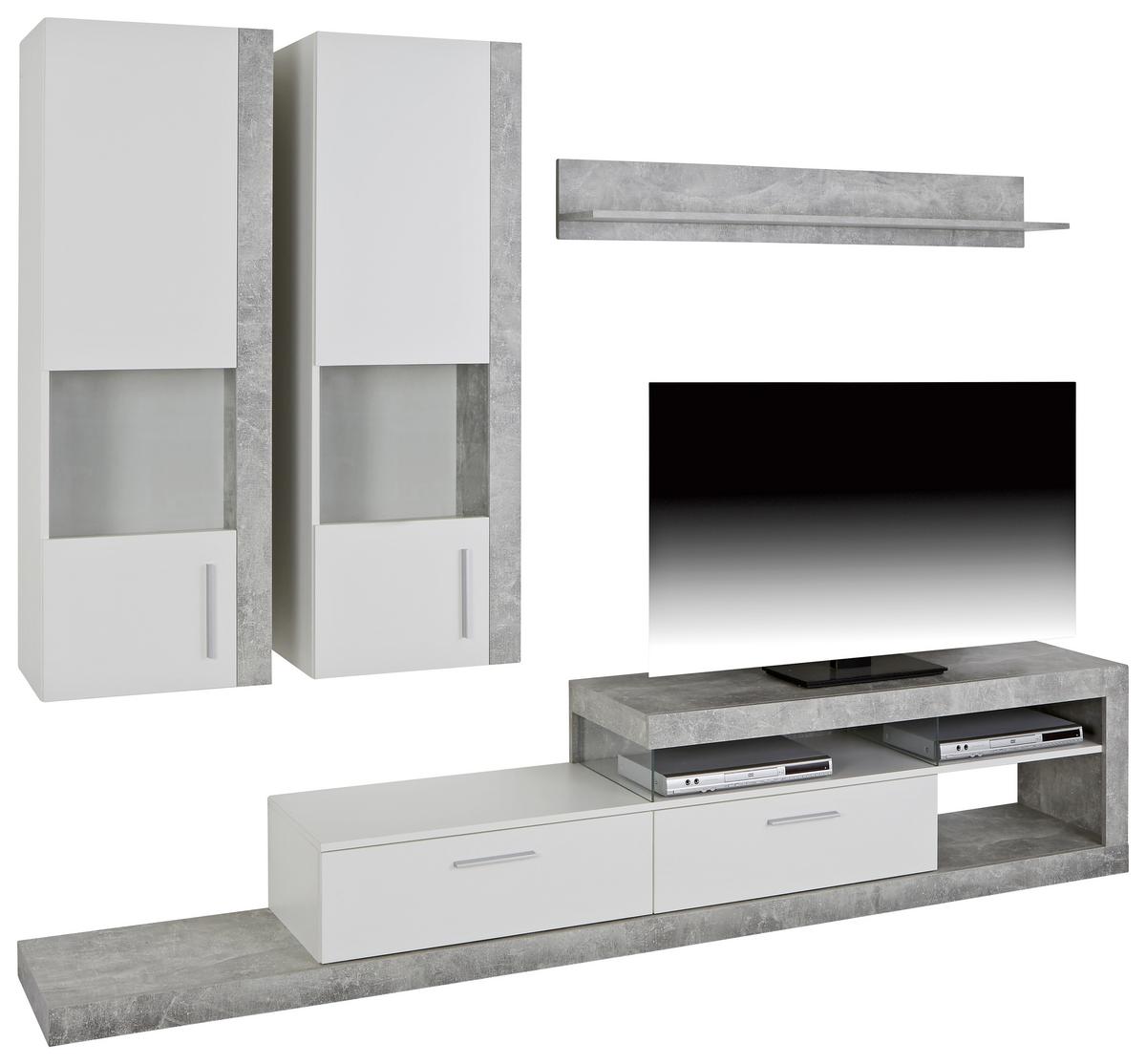 OBÝVACÍ STĚNA IGUAN - bílá/černá, Moderní, kompozitní dřevo/plast (260/190/42cm)