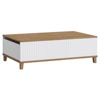 Couchtisch Plissee Alpin Weiß Grandson Eiche B: 110 Cm - MODERN, Holz/Holzwerkstoff (110/40,3/68cm)