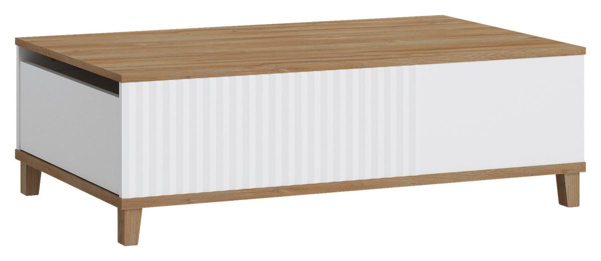 Couchtisch Plissee Alpin Weiß Grandson Eiche B: 110 Cm - MODERN, Holz/Holzwerkstoff (110/40,3/68cm)