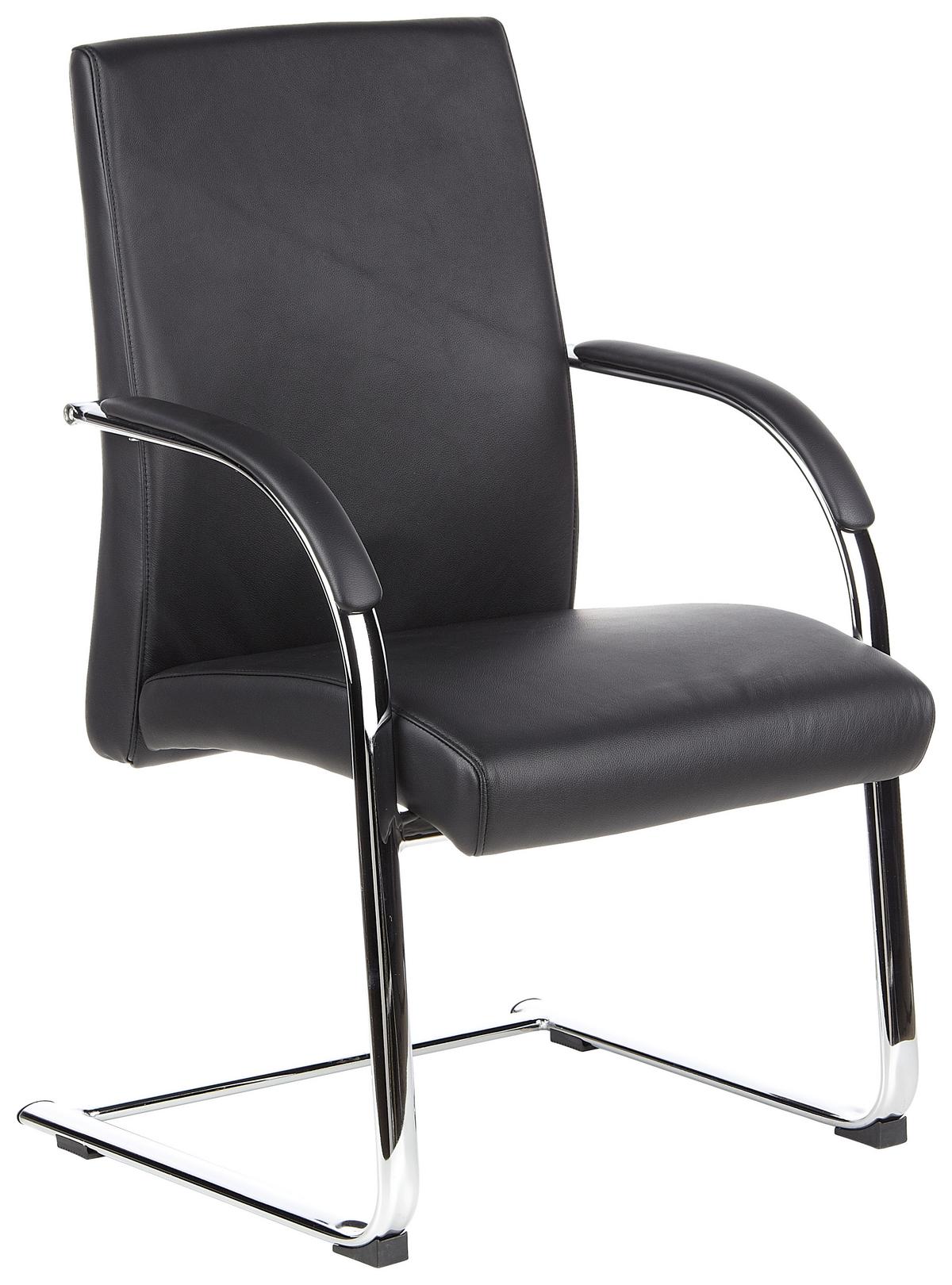 Besucherstuhl Barolo V Schwarz - Schwarz/Alufarben, MODERN, Leder/Textil (60/101/49cm) - MID.YOU