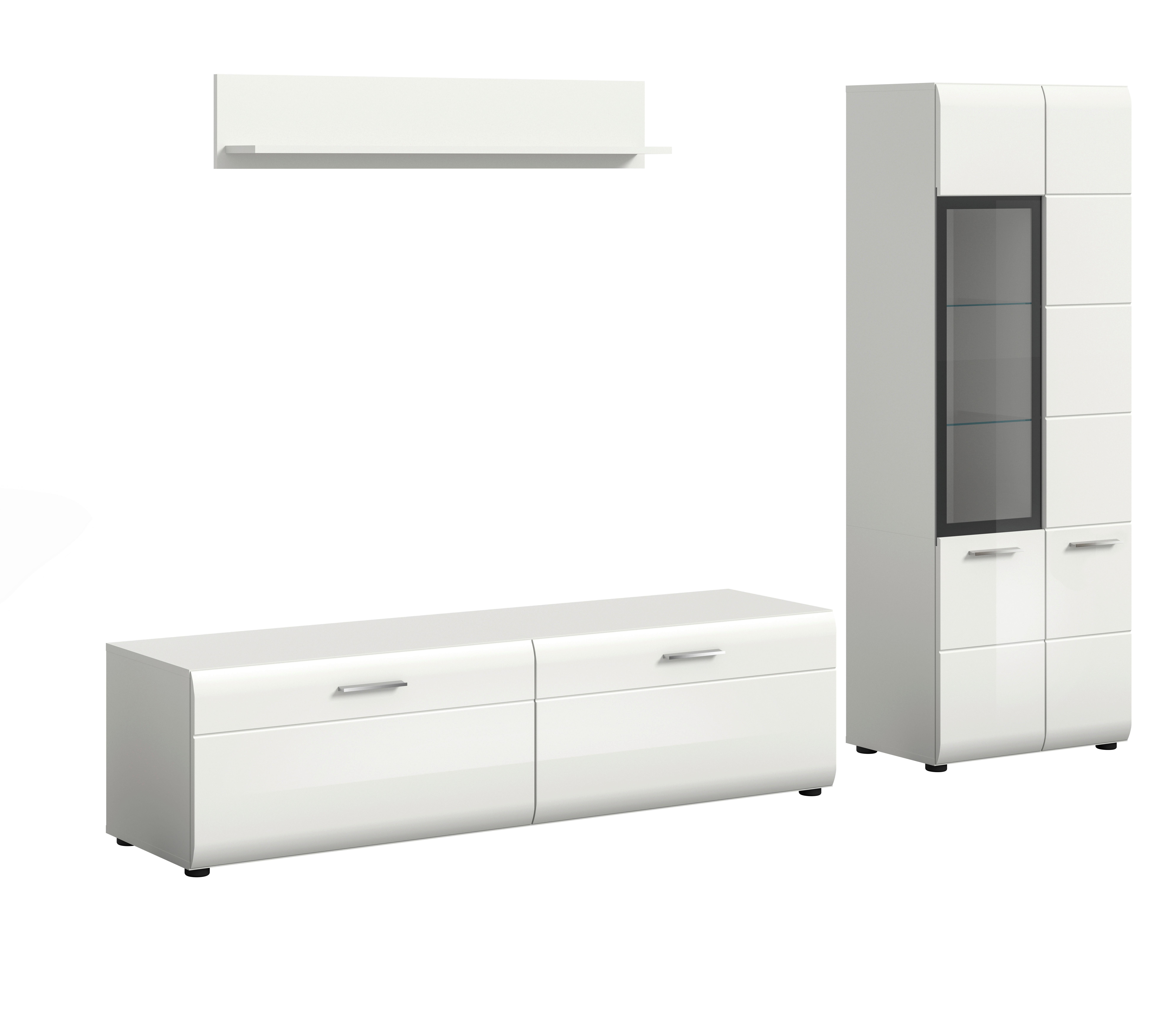 Szekrénysor Ice - fehér/magasfényű fehér, Design, faalapú anyag (235/160/41cm) - Livetastic