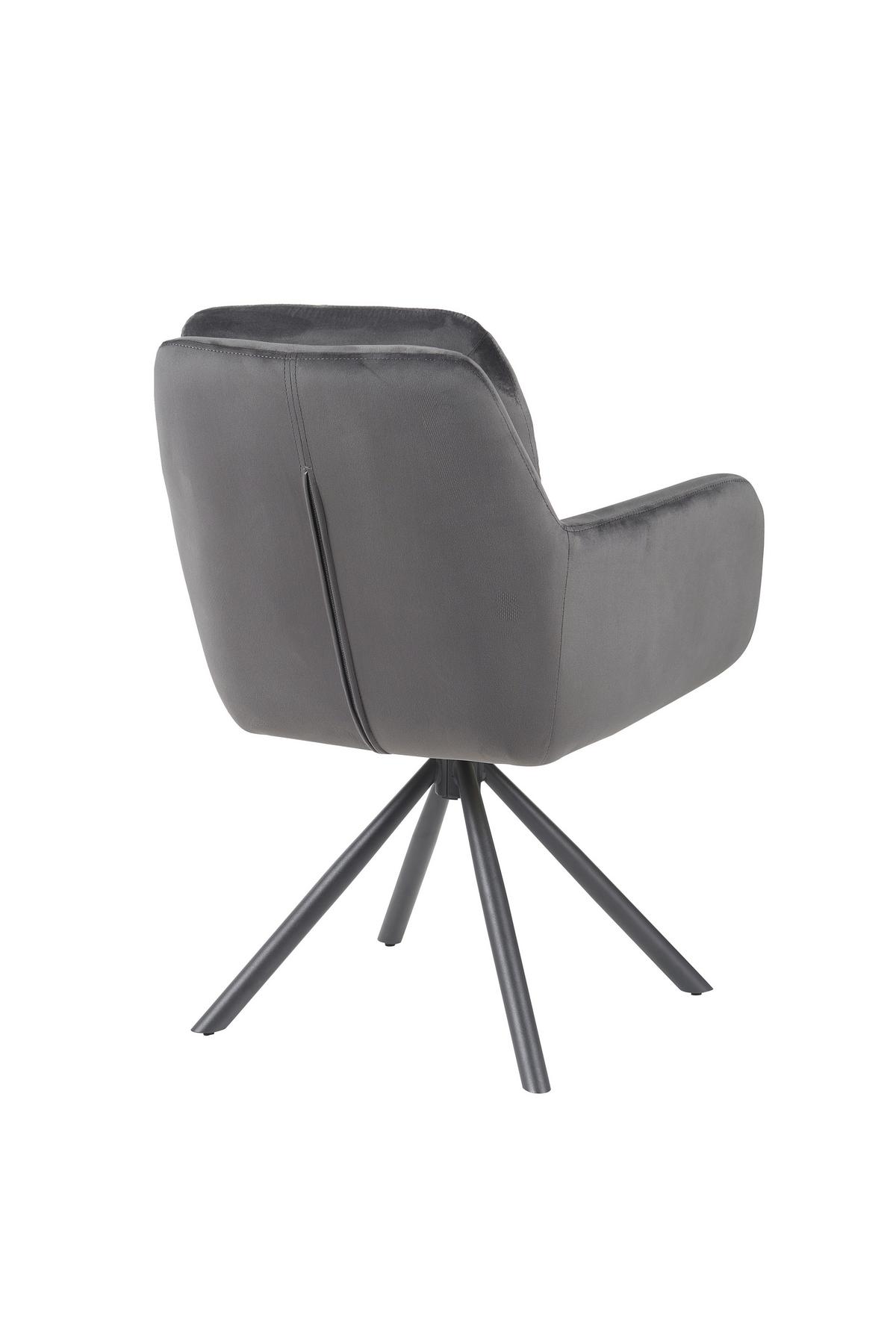 Armlehnstuhl-Set Parma S 2er-Set - Dunkelgrau/Schwarz, MODERN, Textil/Metall (63/89/70cm) - MID.YOU