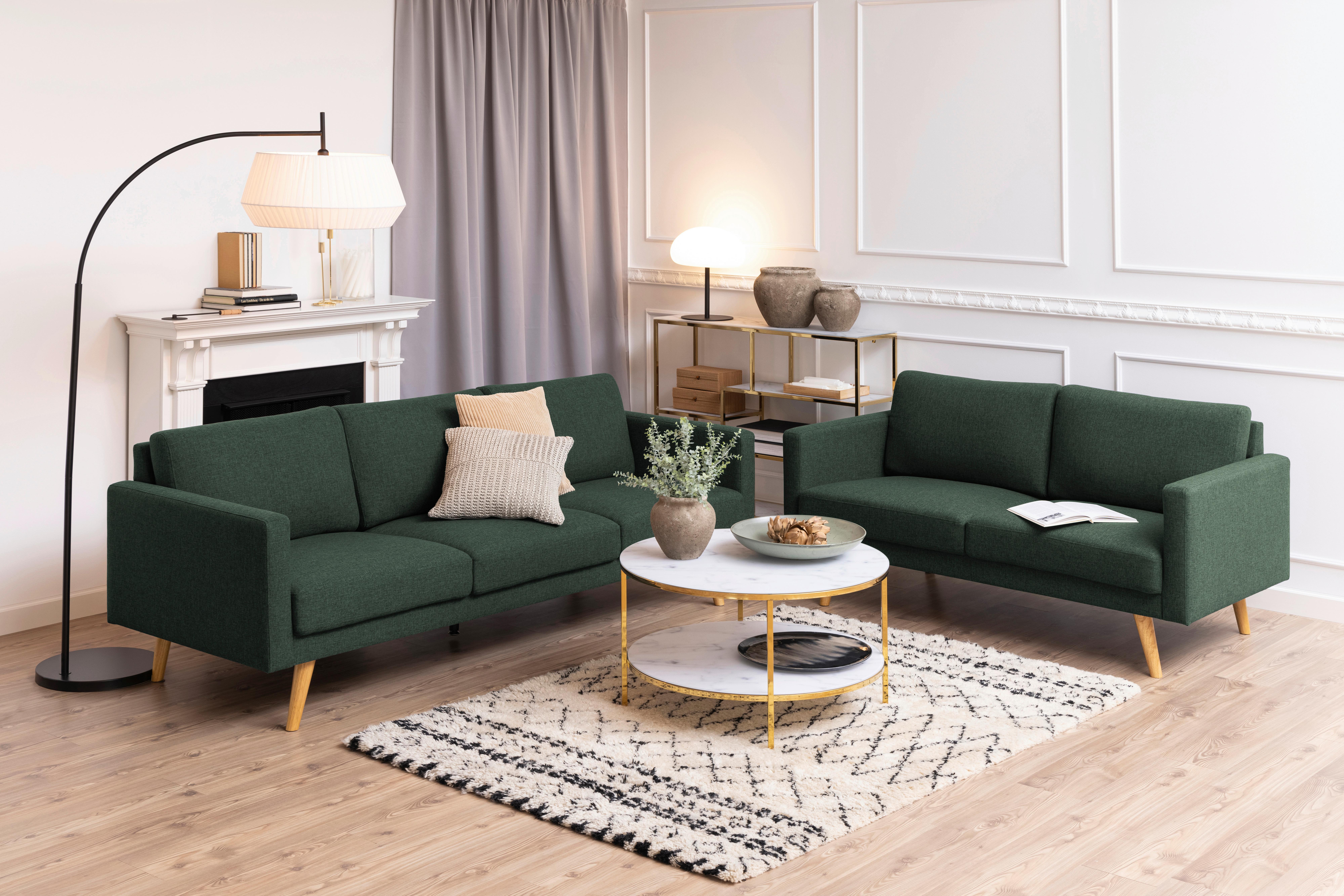Couchtisch Mit Glasplatte + Ablagefach Alisma Marmor Dekor - Goldfarben/Weiß, Trend, Glas/Metall (80/80/45cm) - Livetastic