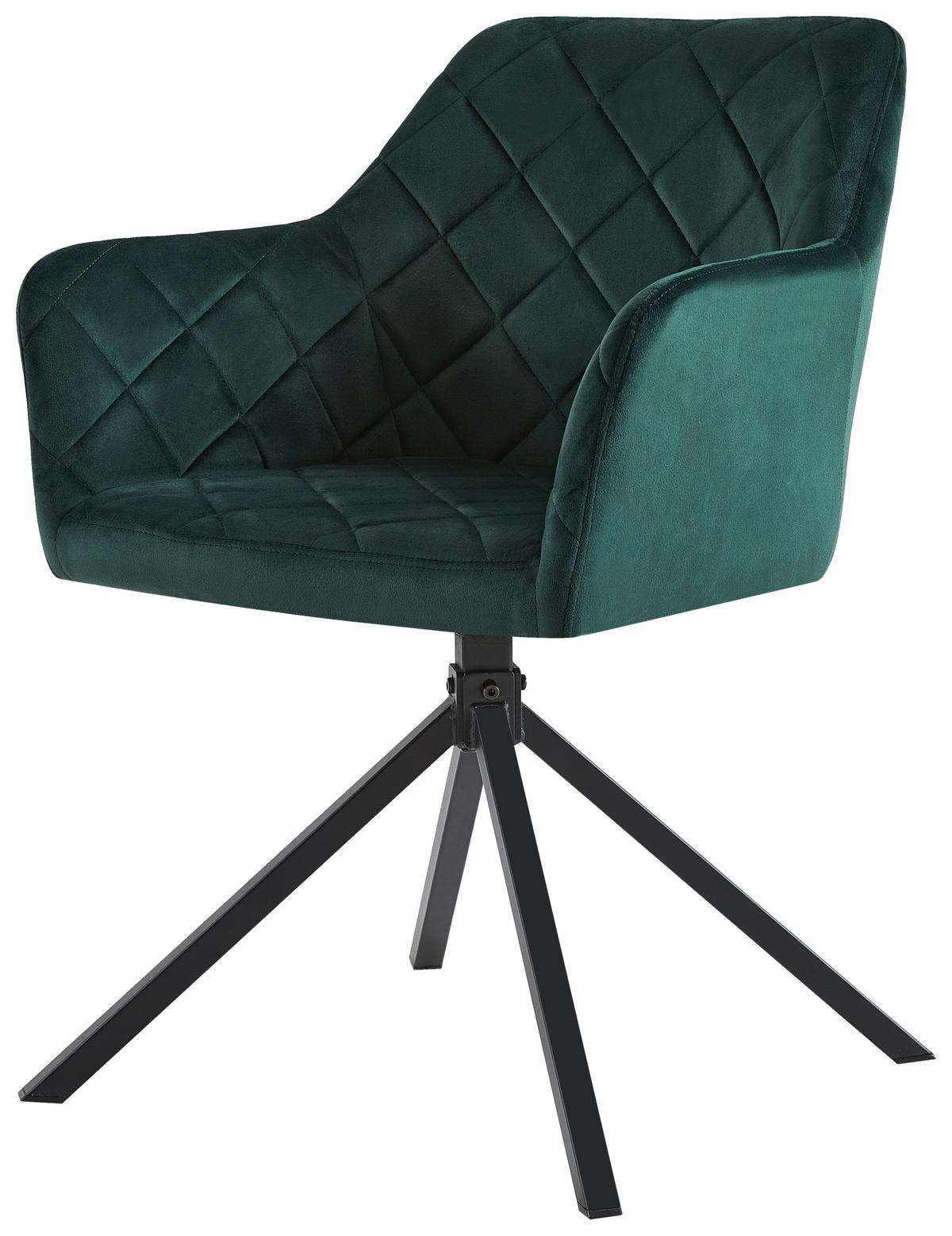 Négylábú Szék Patti - fekete/sötétzöld, Konventionell, textil/fém (56/81/60,5cm)
