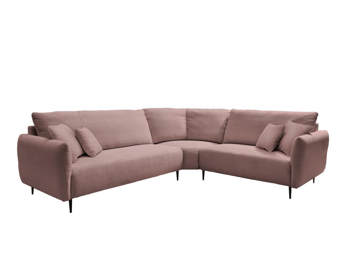 Ecksofa Vanilla Rosa S: 294x256 Cm - Schwarz/Rosa, Design, Textil (294/256cm) - Livetastic