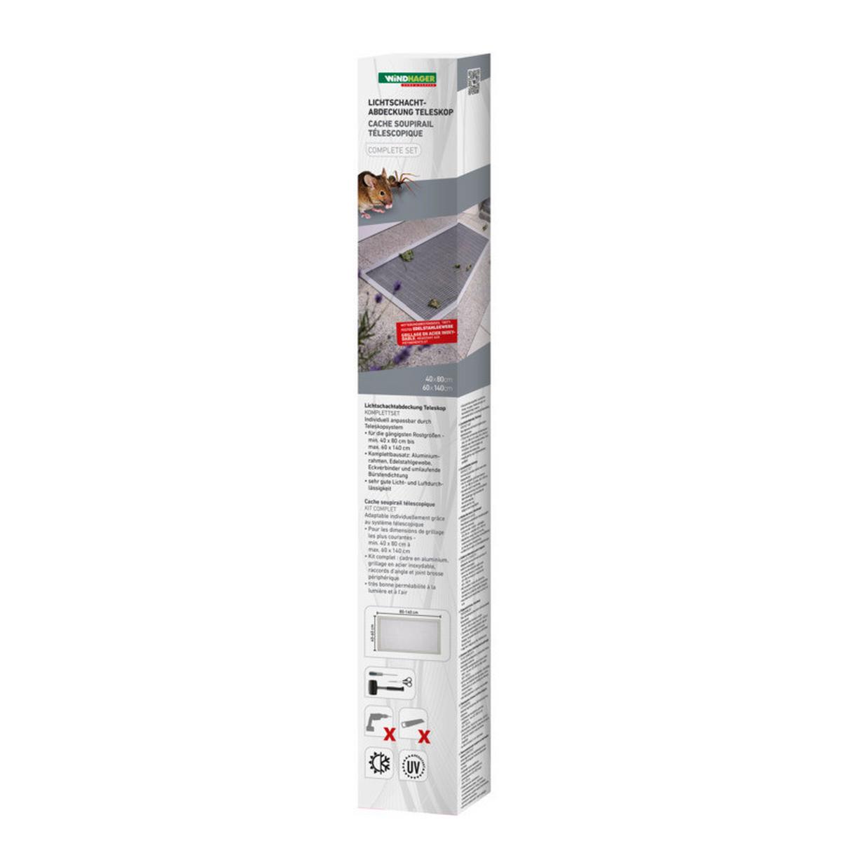 Lichtschachtabdeckung Grau/ Weiss - Weiß/Grau, Basics, Metall (40-60/80-140cm)