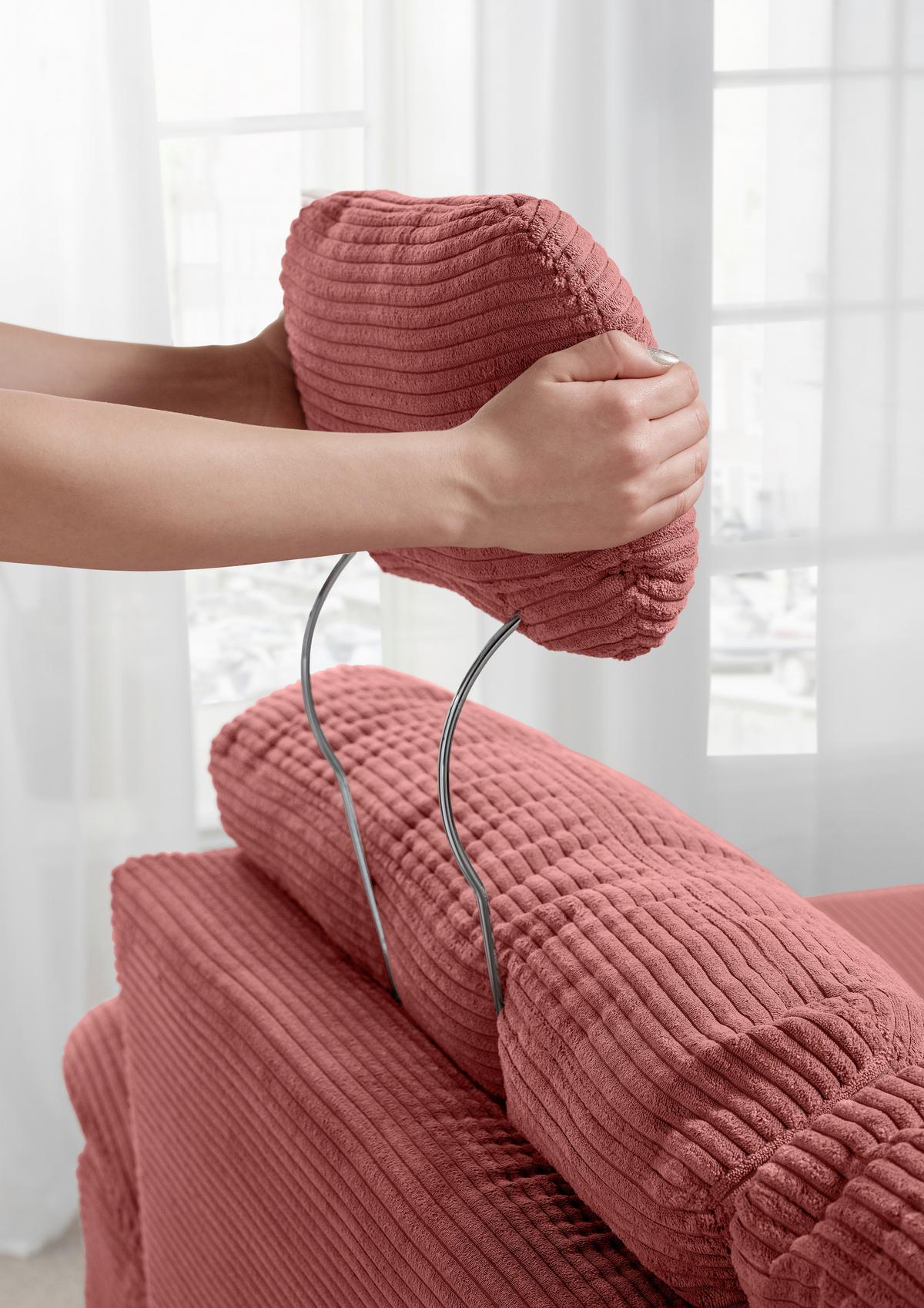 Wohnlandschaft Brizzini mit Schlaffunktion, Koralle - Koralle/Naturfarben, MODERN, Textil (176/338-352/206cm) - Livetastic