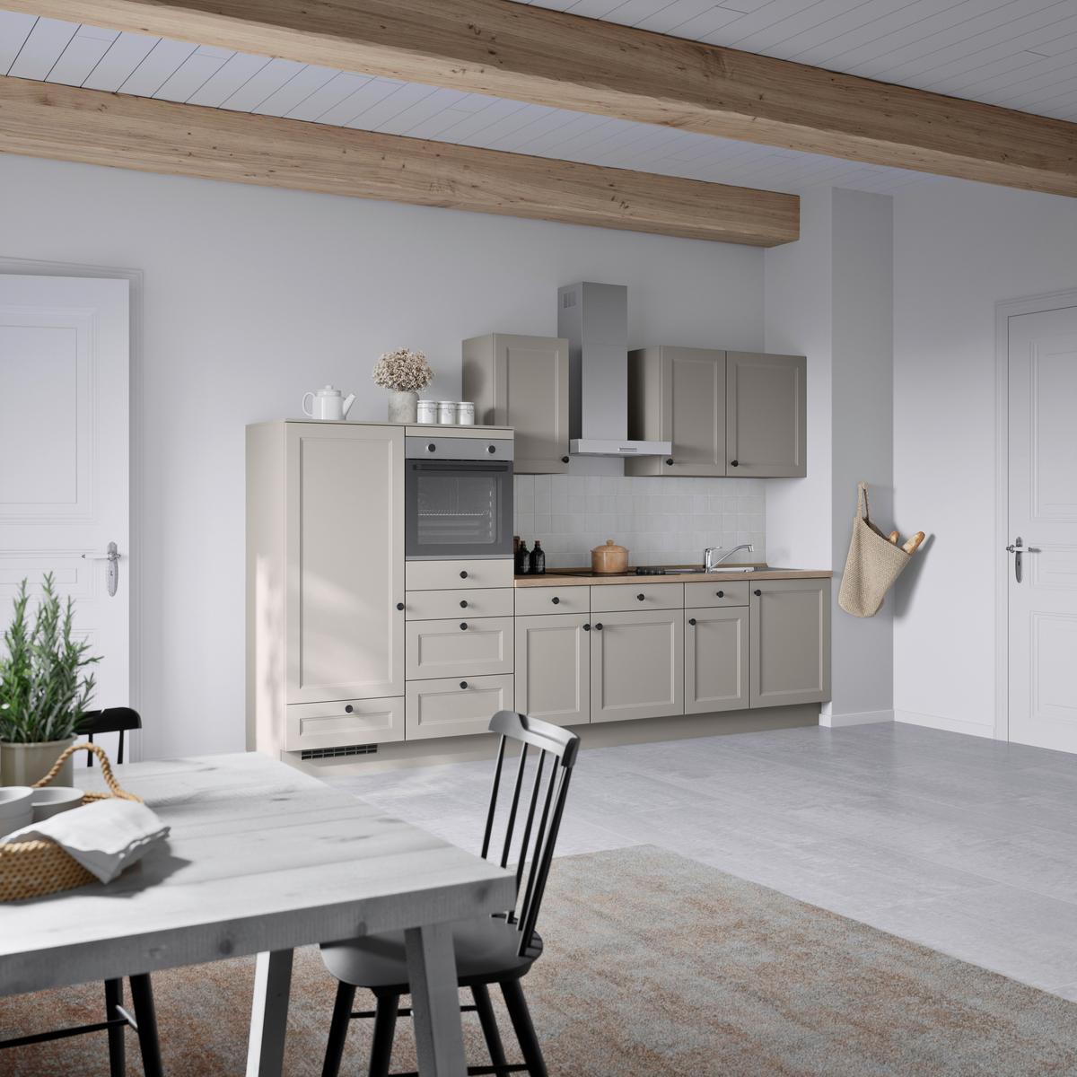 Kuchyňská linka 330 cm, kamenná sivá - šedá/černá, Moderní, kov/kompozitní dřevo (330cm) - Nobilia