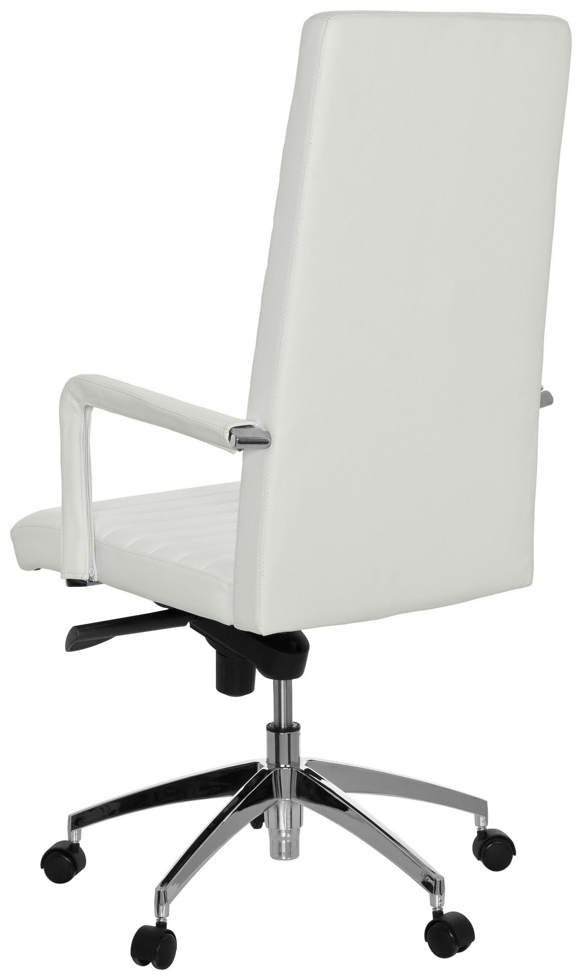 Drehstuhl Lenga Weiß - Silberfarben/Weiß, MODERN, Leder/Kunststoff (60/132/50cm) - MID.YOU