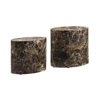 Couchtischset 2-teilig Braun/marmoroptik - Braun, Design, Holzwerkstoff (48-40/33-24,5/40-33cm) - Livetastic