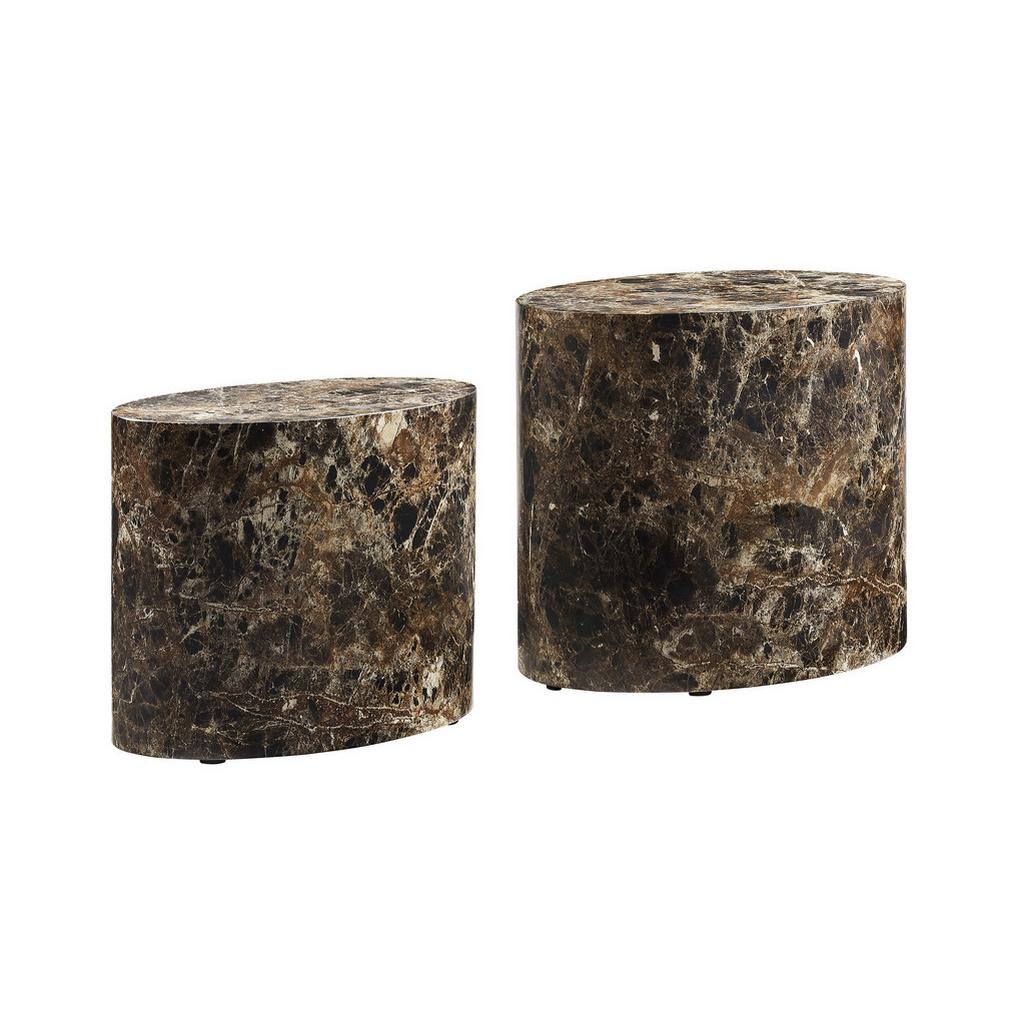 Couchtischset 2-teilig Braun/marmoroptik