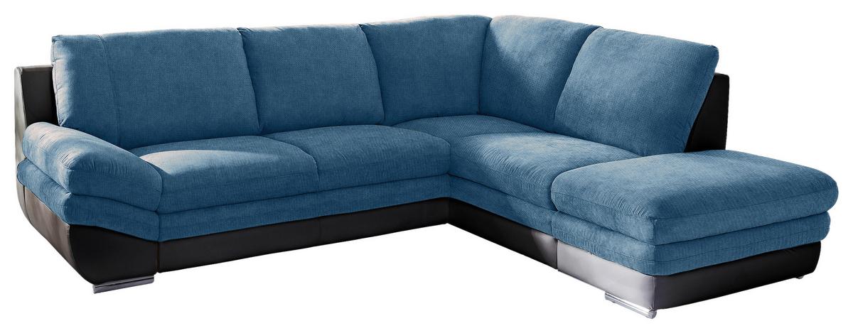 Wohnlandschaft In L-Form Nardo 264x221 cm - Blau/Chromfarben, MODERN, Textil (264/221cm) - MID.YOU