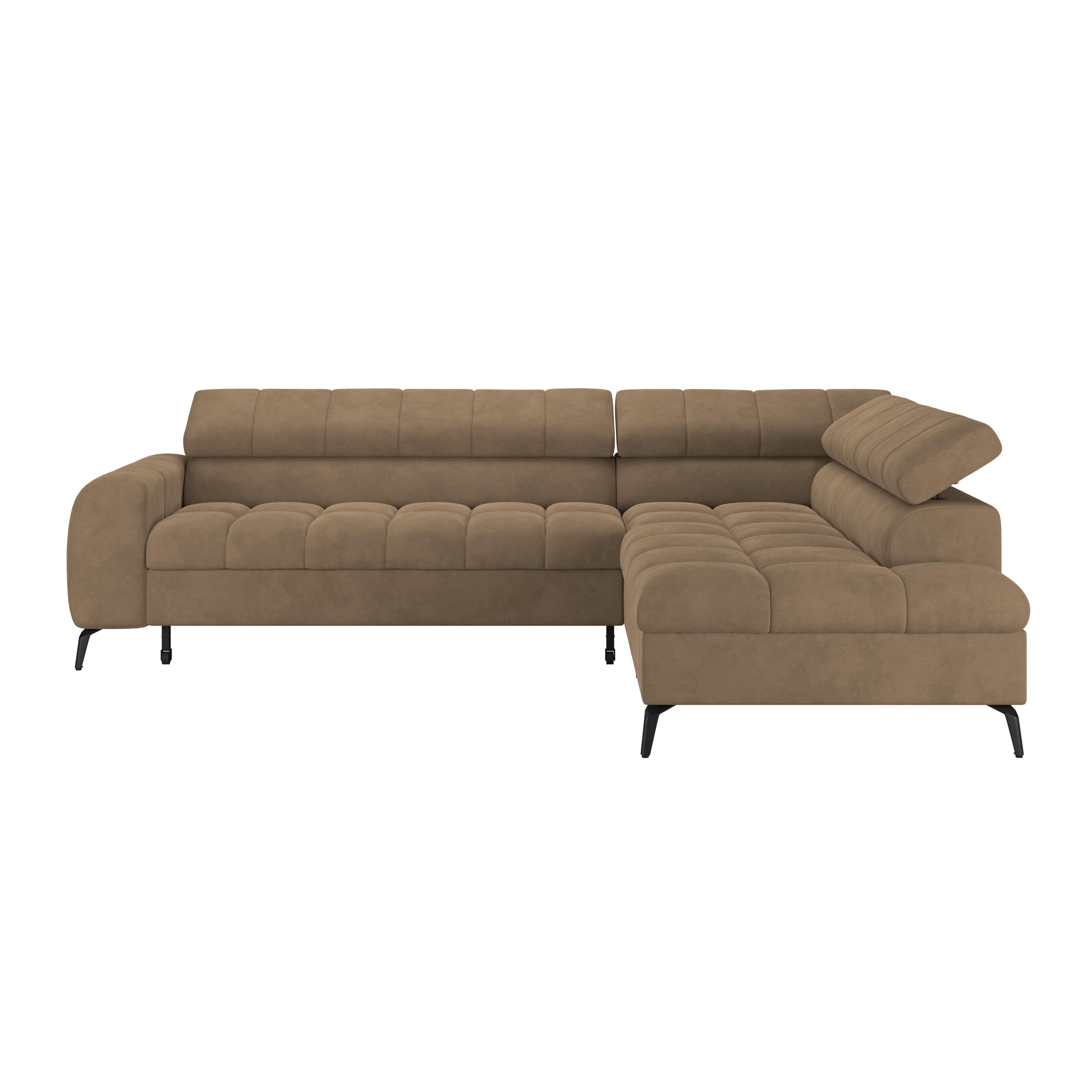 Ecksofa Volf Rechts New Braun, S: 261x203 cm - Schwarz/Braun, Trend, Kunststoff/Textil (261/203cm)