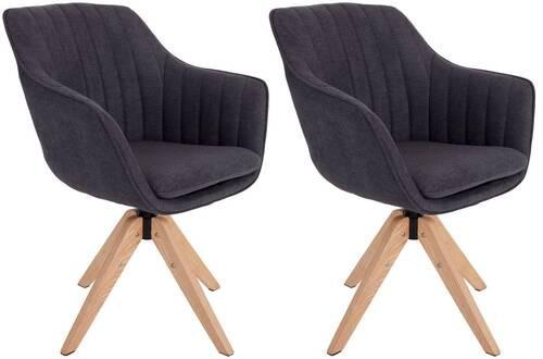 Armlehnstuhl - Set 2er Belluno Anthrazit drehbarer Sitzfläche - Eichefarben/Anthrazit, MODERN, Holz/Textil (60/88/57,5cm) - MID.YOU