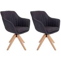 Armlehnstuhl - Set 2er Belluno Anthrazit Drehbarer Sitzfläche - Eichefarben/Anthrazit, MODERN, Holz/Textil (60/88/57,5cm) - MID.YOU