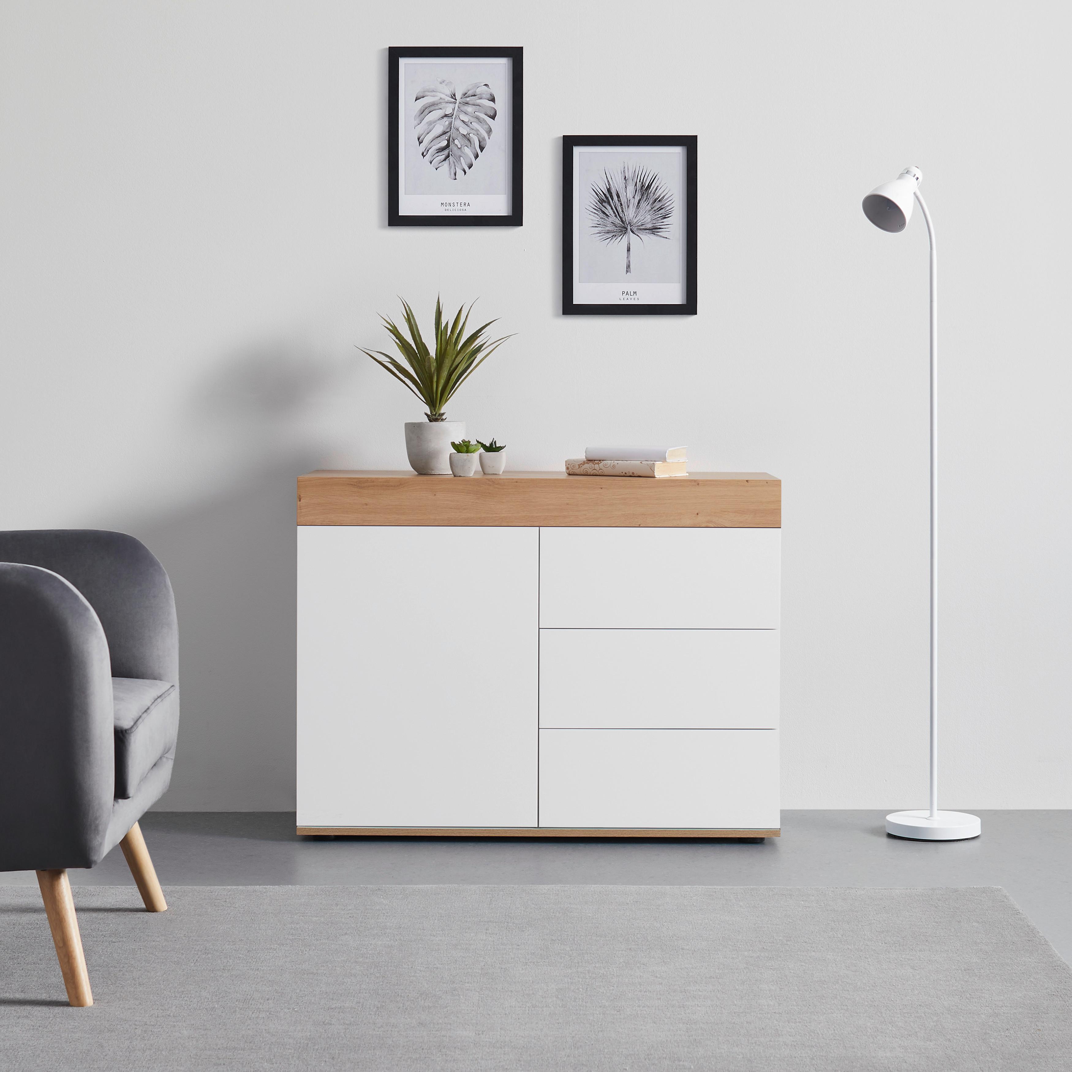 Komoda Cara - farby duba/biela, Moderný (100/76/40cm) - Bessagi Home