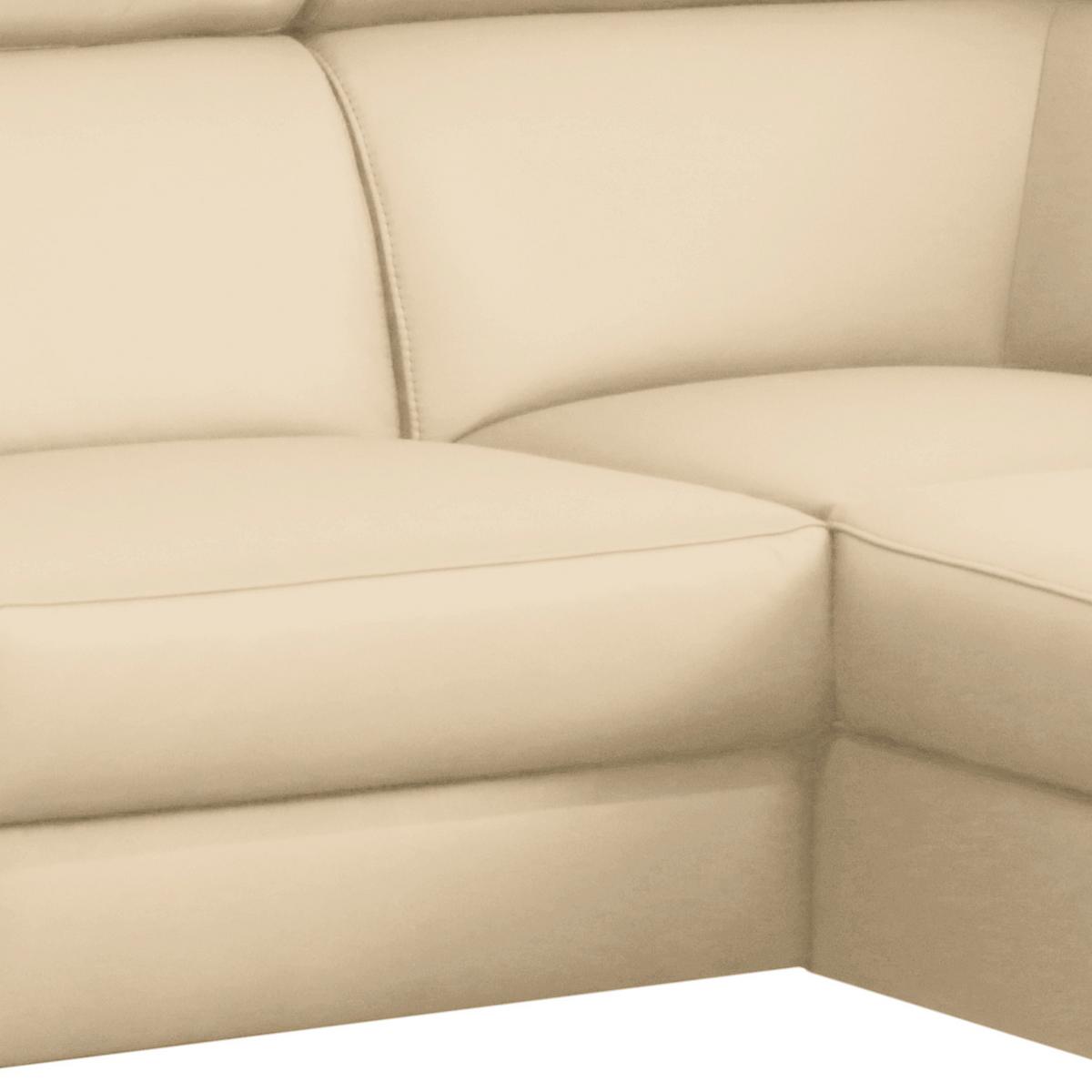 Ecksofa Lince Beige S: 257x197 Cm - Chromfarben/Beige, Design, Leder/Textil (257/197cm) - Livetastic