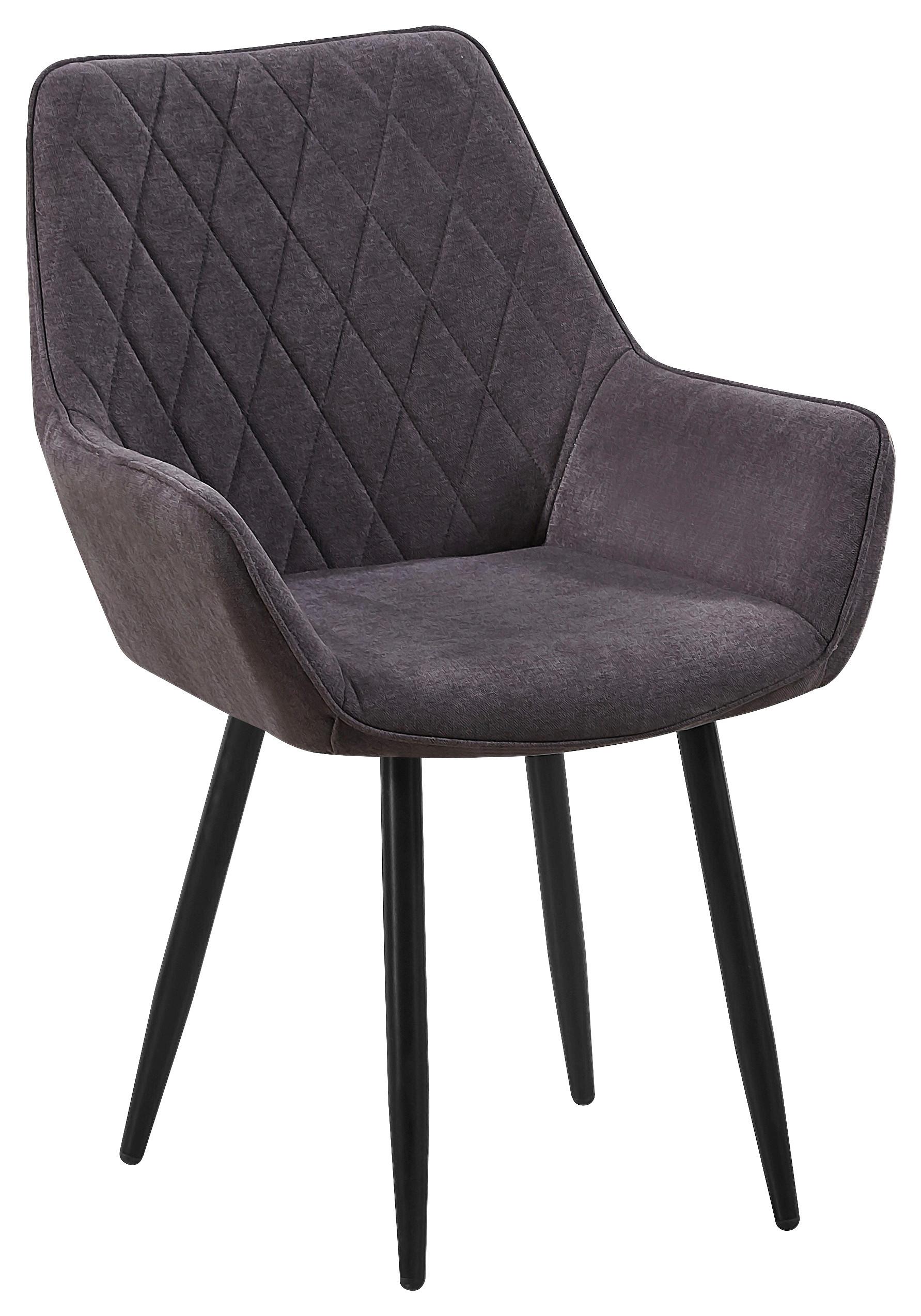 Armlehnstuhl Parker Dunkelgrau Gepolstert, Vintagelook - Dunkelgrau/Schwarz, MODERN, Textil/Metall (58/87/64cm) - MID.YOU