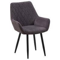 Armlehnstuhl Parker Dunkelgrau Gepolstert, Vintagelook - Dunkelgrau/Schwarz, MODERN, Textil/Metall (58/87/64cm) - MID.YOU