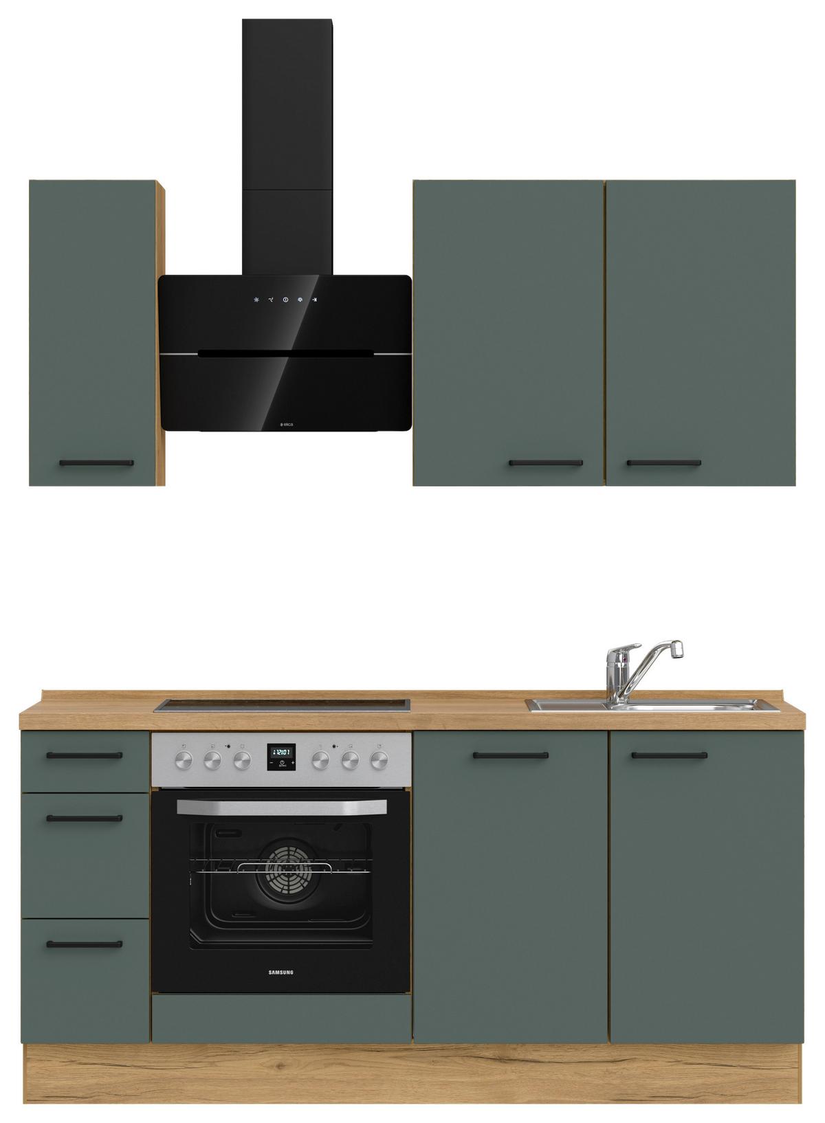 Küchenleerblock Easytouch High-Line, H1 Links - Dunkelgrün/Eichefarben, MODERN, Holzwerkstoff (180cm) - Nobilia