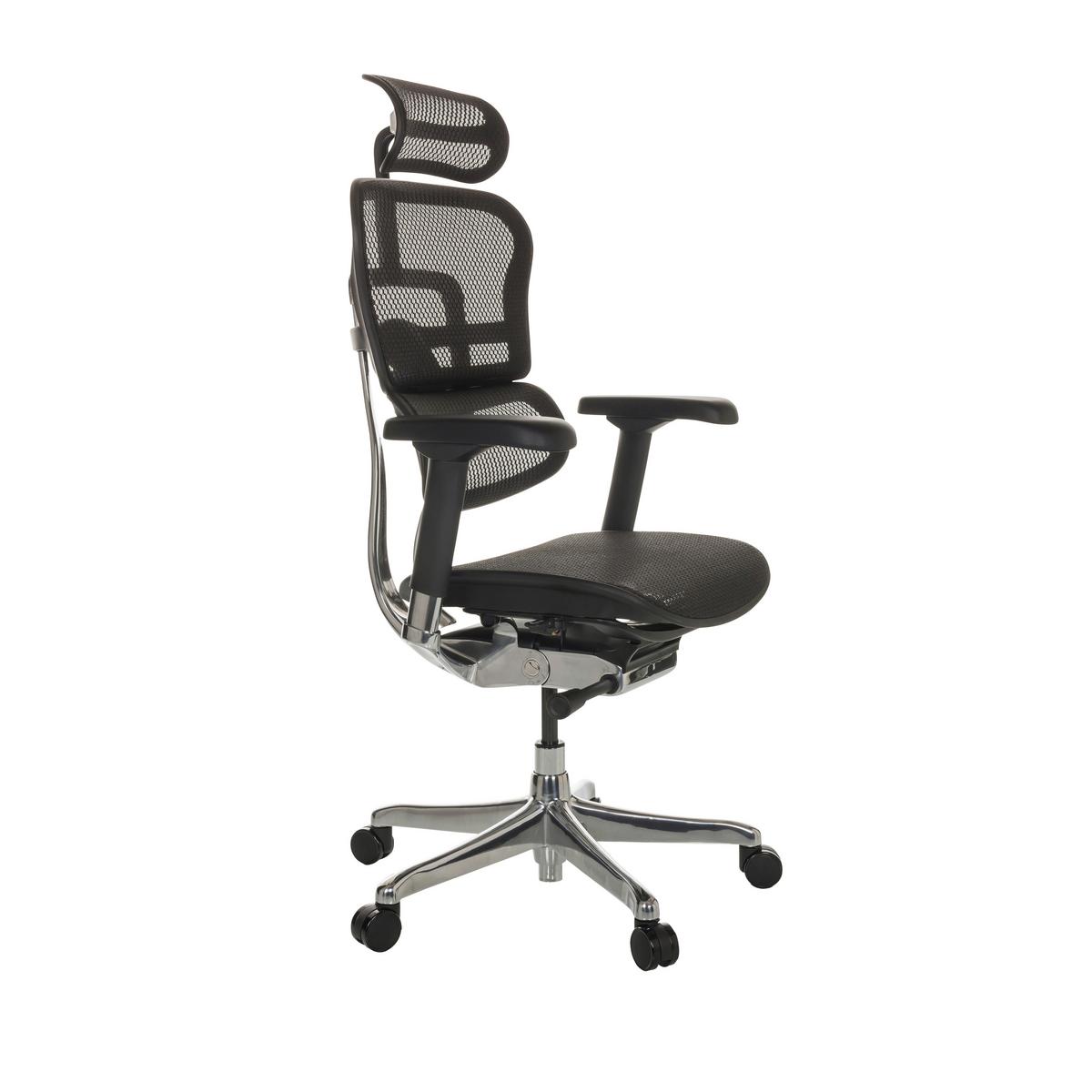 Drehstuhl Ergohuman I - Silberfarben/Schwarz, Basics, Kunststoff/Textil (69/119-144/65cm) - MID.YOU