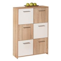 Highboard B 77cm Egadi, Sonoma Eiche Dekor/Weiß - Weiß/Sonoma Eiche, Basics, Holzwerkstoff (77/115/30cm) - MID.YOU
