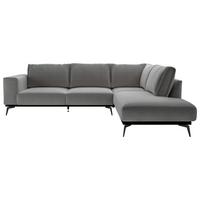 Ecksofa Isolde - Dunkelgrau/Schwarz, Design, Holz/Textil (293/200cm) - MID.YOU