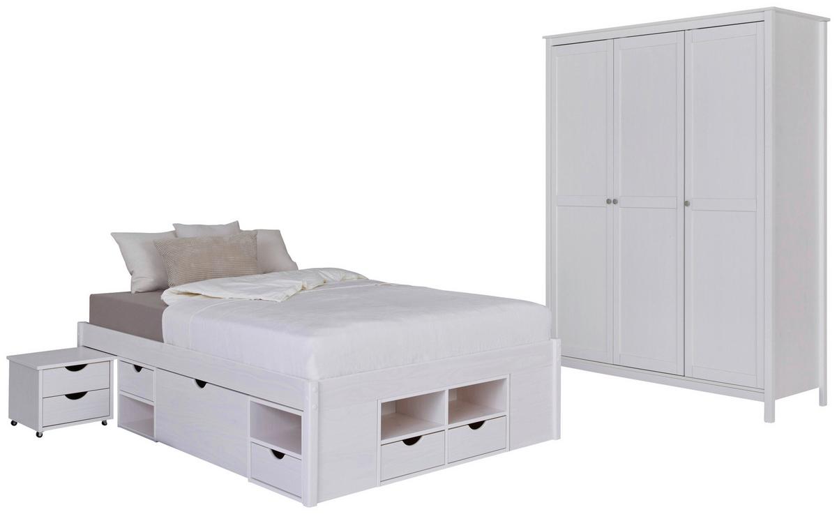 EINZELZIMMER Chilly Weiß 3-teilig - Weiß/Naturfarben, MODERN, Holz - MID.YOU