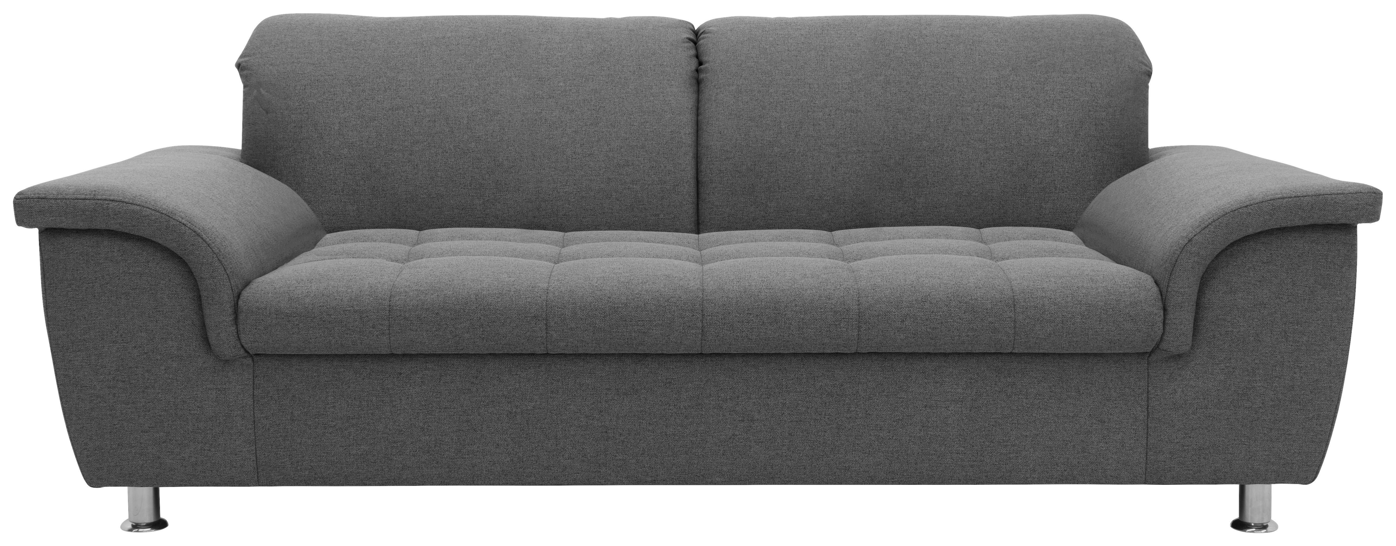 2-Sitzer-Sofa Franzi Grau Webstoff - Chromfarben/Dunkelgrau, KONVENTIONELL, Textil (210/81/97cm)
