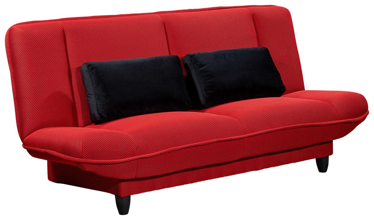 Schlafsofa Amalia Rot B: 200 cm - Rot/Schwarz, KONVENTIONELL, Textil (200/88/90cm) - MID.YOU