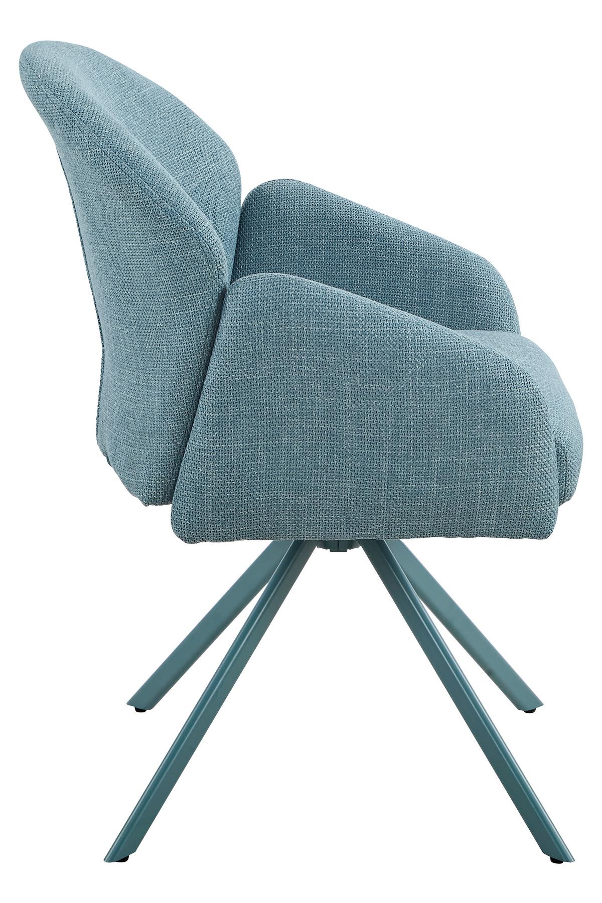 Armlehnstuhl-set Holly S 2er-Set - Petrol, MODERN, Textil/Metall (56,5/84/61cm) - MID.YOU