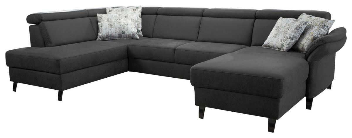 Wohnlandschaft Arngast links grau/Schwarz, 193x317x165 cm - Schwarz/Grau, KONVENTIONELL, Textil (193/317/165cm) - Sit & More