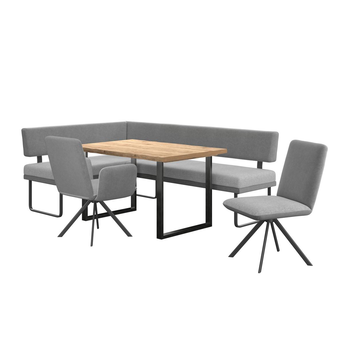 Eckbank Kian Webstoff Grau, S: 233x164cm - Schwarz/Grau, Trend, Textil/Metall (233/164cm)