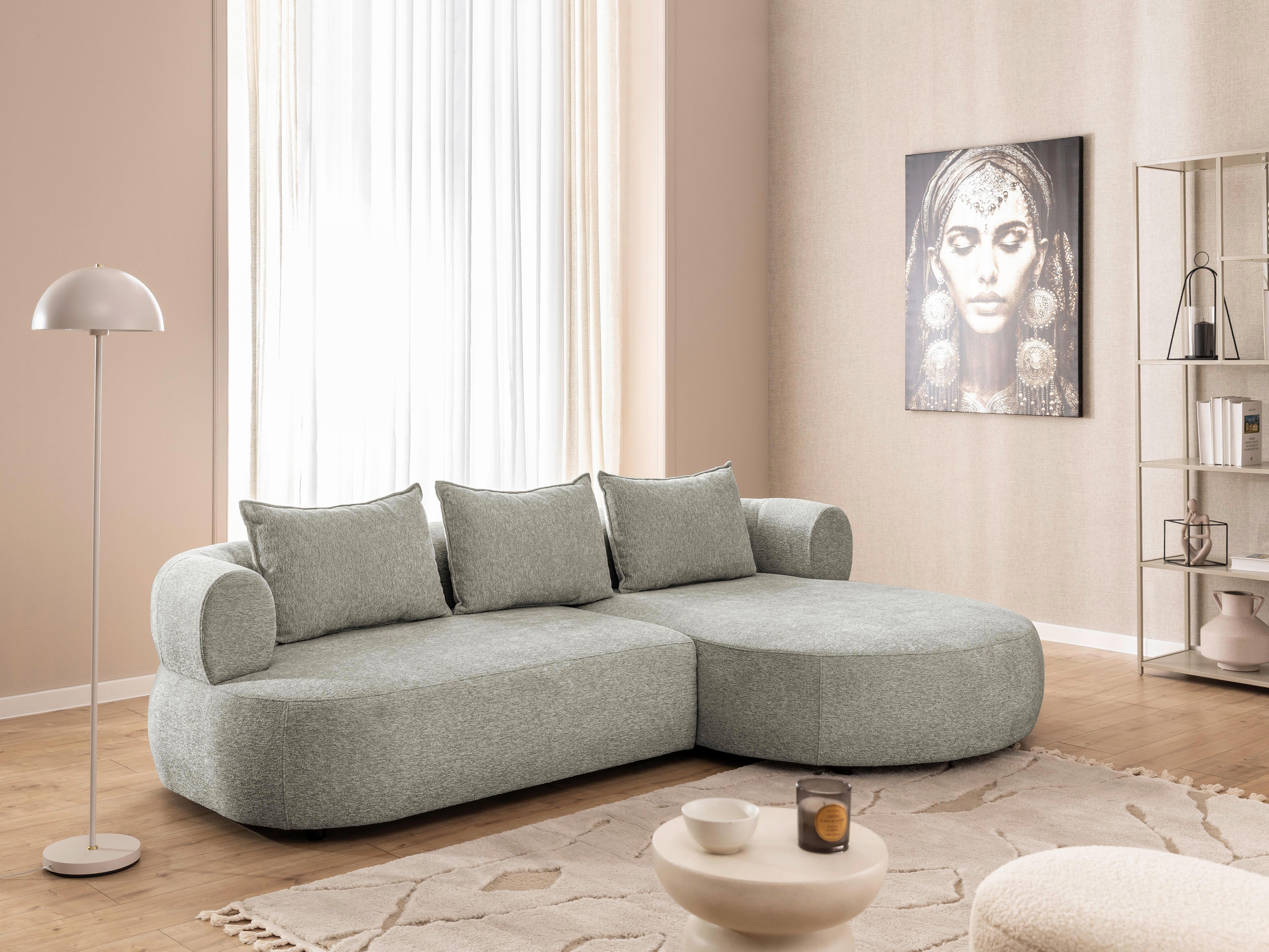 Ecksofa Ferro Hellgrau S: 256x156 cm - Hellgrau/Schwarz, Design, Textil (256/156cm) - Livetastic