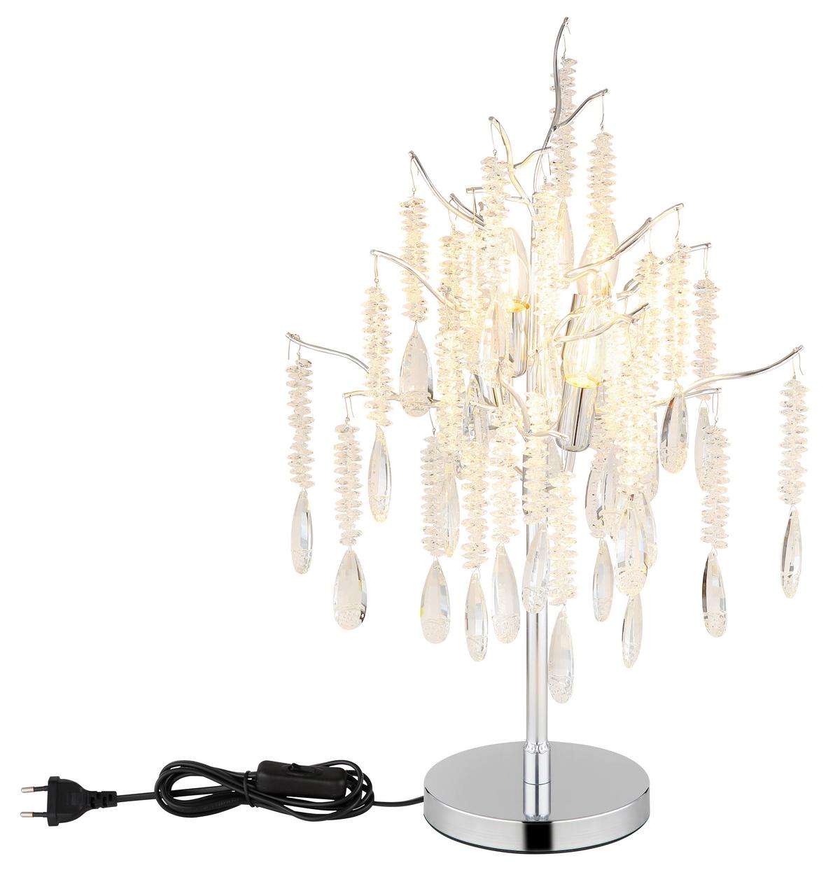 Tischleuchte Exkl. 4xe14, 40w - Klar/Silberfarben, KONVENTIONELL, Glas/Kunststoff (41/67cm) - Globo