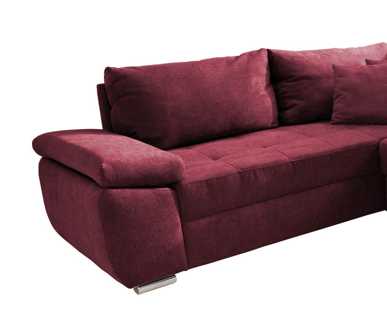 Wohnlandschaft Terana Mit Schlaffunktion, Beere - Chromfarben/Beere, KONVENTIONELL (219/305/157cm) - Livetastic