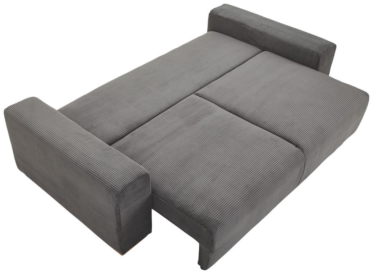 Schlafsofa Vouge Grau Bettkasten, B: 255 Cm - Buchefarben/Schwarz, KONVENTIONELL, Textil (255/86/123cm) - Livetastic