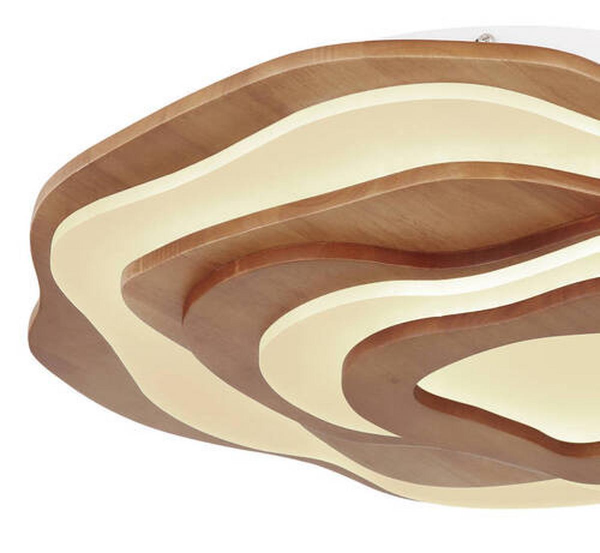 Led Mennyezeti Lámpa 41768-40 - sötétbarna/opál, Natur, műanyag/fa (58/50/10cm) - Globo