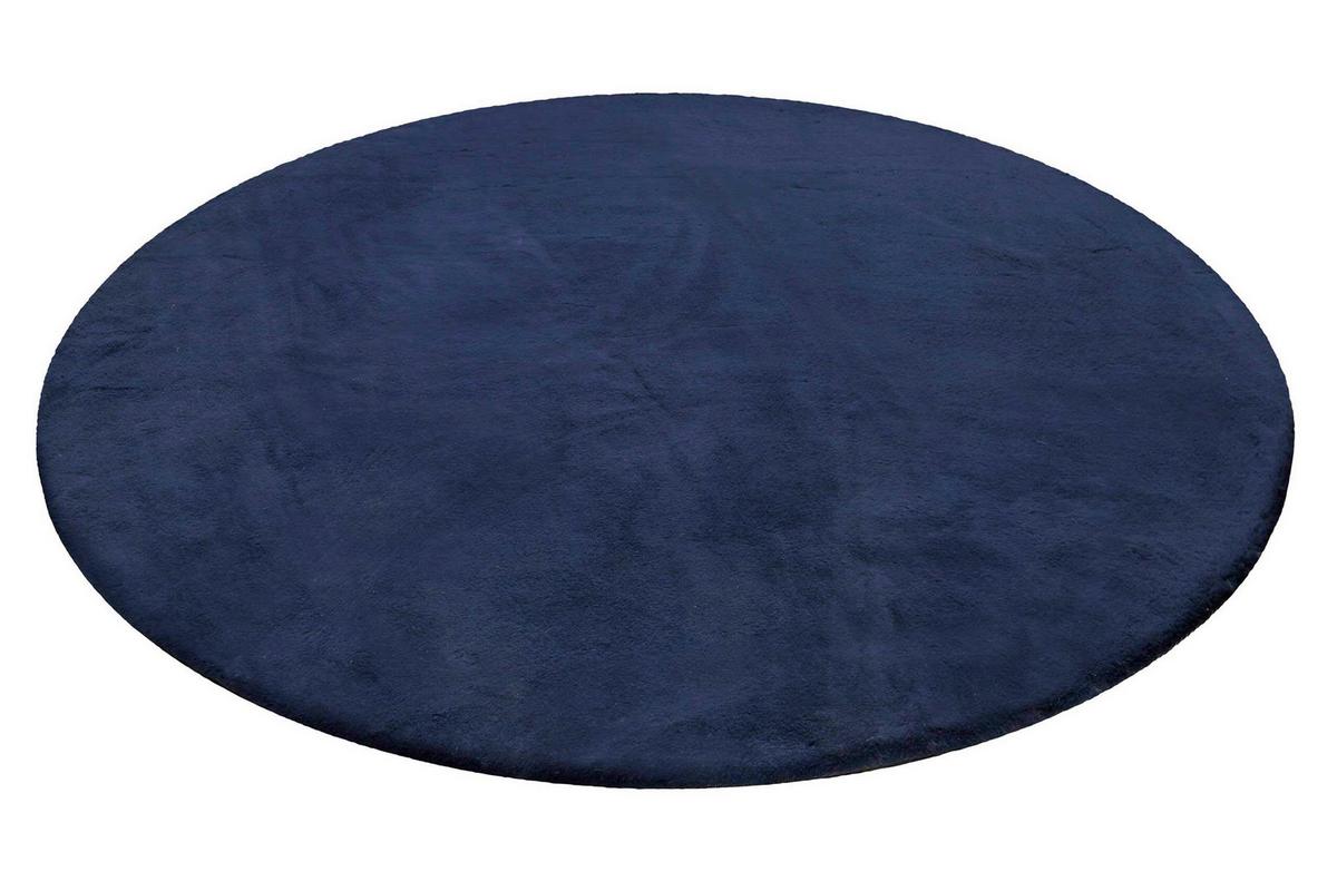 Hochflorteppich Dunkelblau, Ø: ca. 150 cm - Dunkelblau, KONVENTIONELL, Textil (150/150cm) - Esprit
