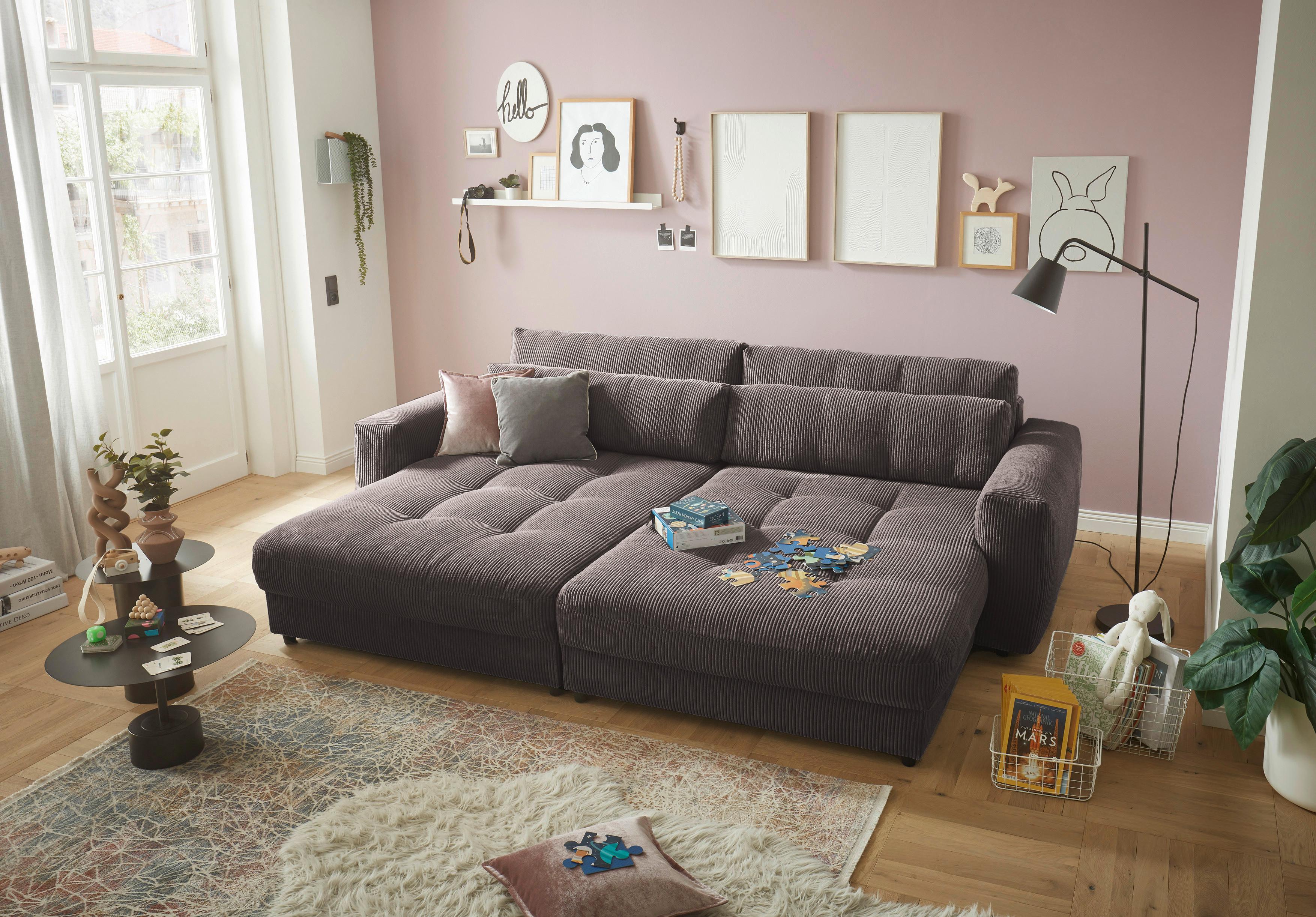 Mega pohovka LOVESEAT mokka - čierna/mokka, Konventionell, kompozitné drevo/textil (292/90/194cm) - MID.YOU