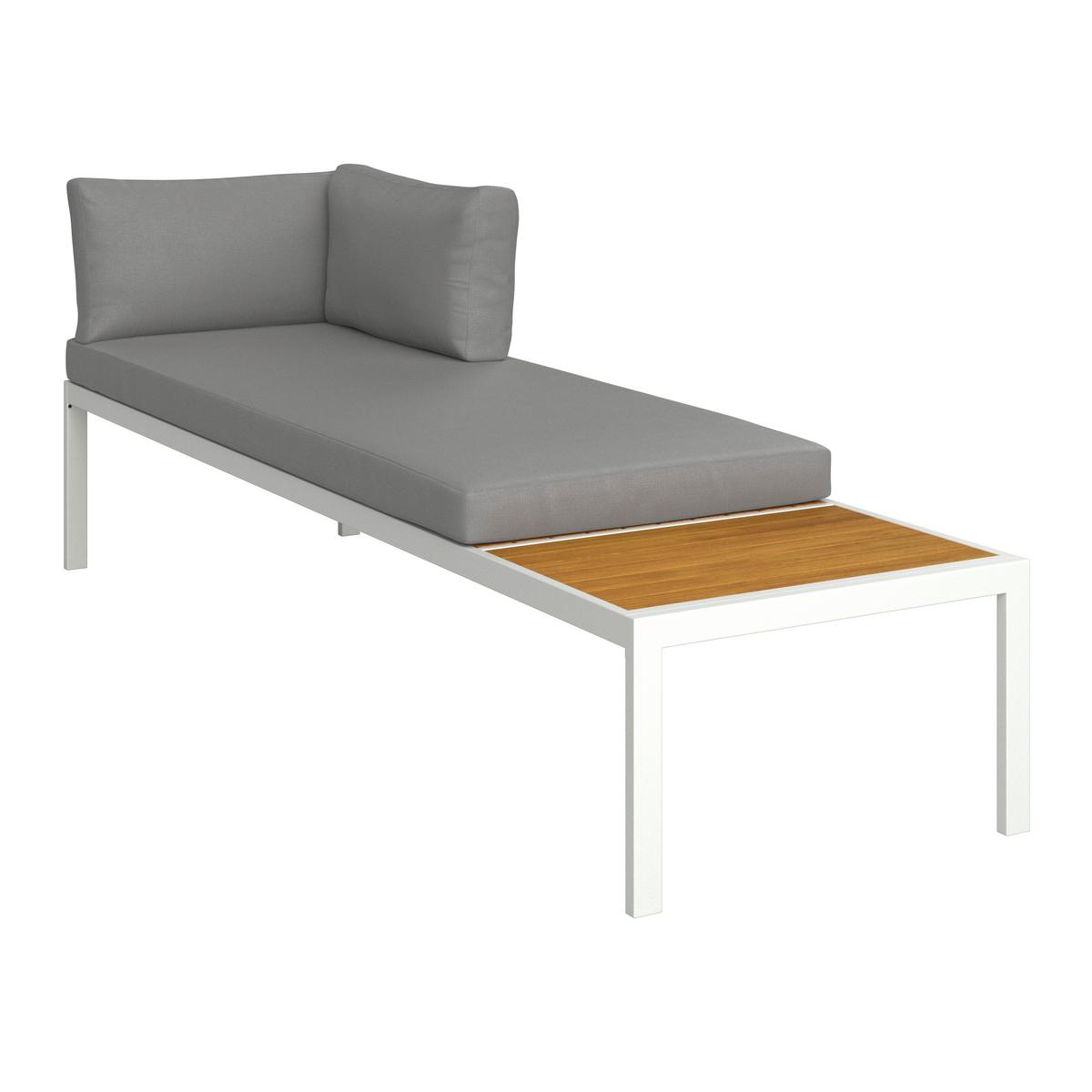Záhradní lehátko EDUARDO - šedá/barvy akácie, Moderní, kov/dřevo (200/60/70cm) - Bessagi Garden