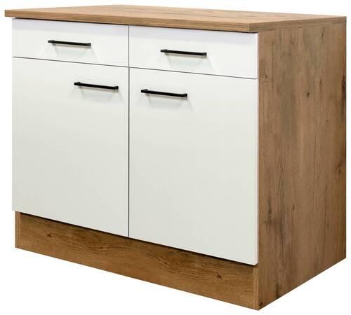Küchenunterschrank Avila 100 cm Eichefarben/Magnolie