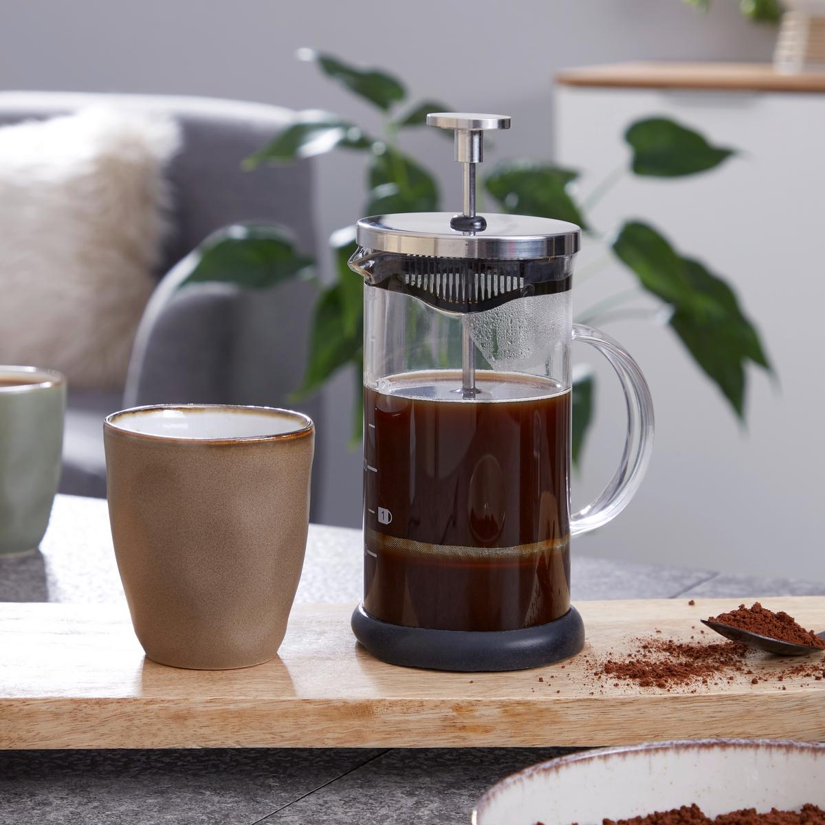 French Press Atilla, ca. 350 ml - Klar/Edelstahlfarben, MODERN, Glas/Kunststoff (11/7,5/16cm) - Luca Bessoni