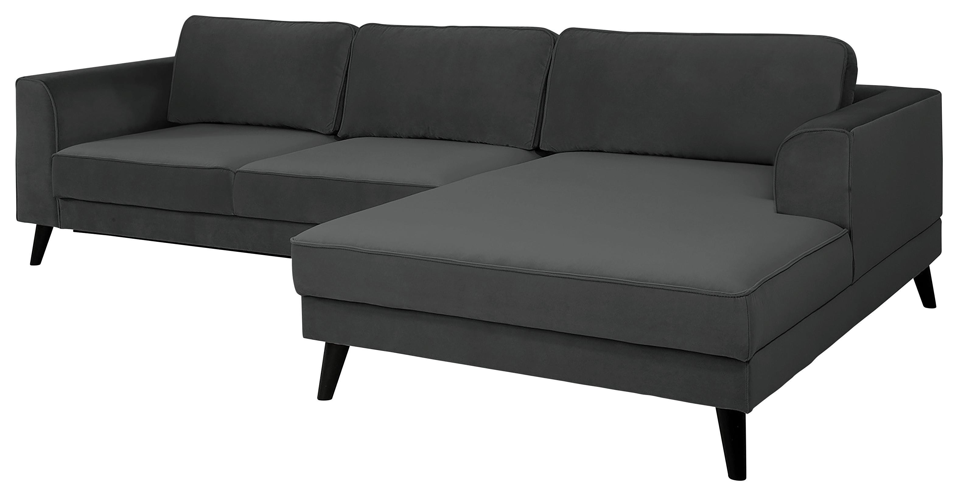 Ecksofa Lumber Jack Anthrazit Velours 277x167cm - Wengefarben/Anthrazit, MODERN, Textil (277/167cm) - Trendmanufaktur