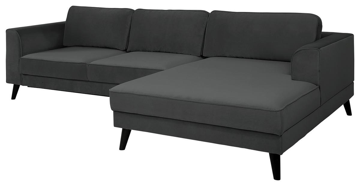 Ecksofa Lumber Jack Anthrazit Velours 277x167cm - Wengefarben/Anthrazit, MODERN, Textil (277/167cm) - Trendmanufaktur